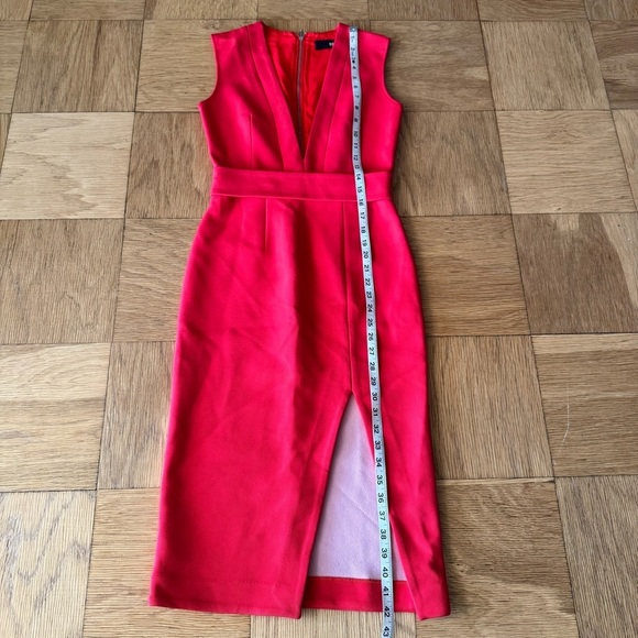 NICHOLAS Size 4 Red Bodycon Dress V Neck Sleeveless Plunge Slit Sheath - Picture 6 of 10